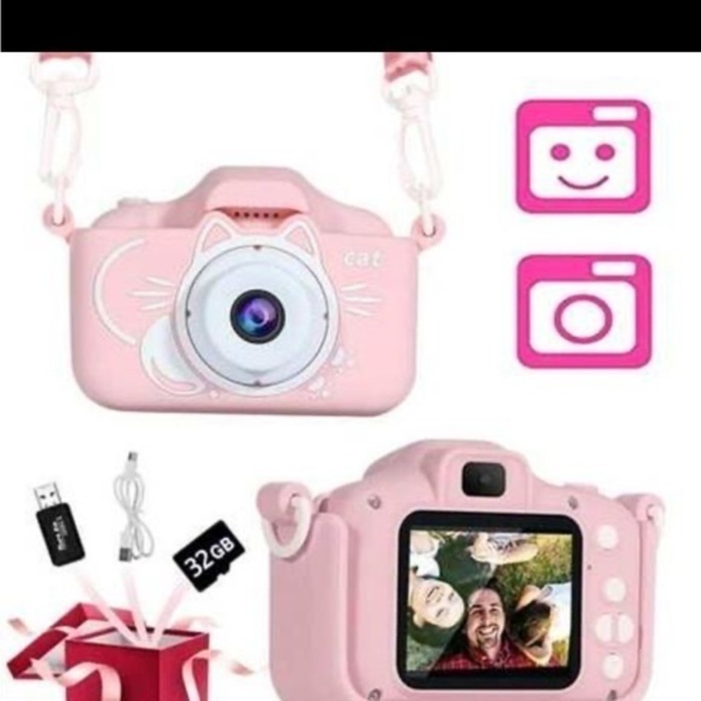 Children's Dual-camera, Single-camera Cartoon Camera Color: Pink 2.0 inch screen